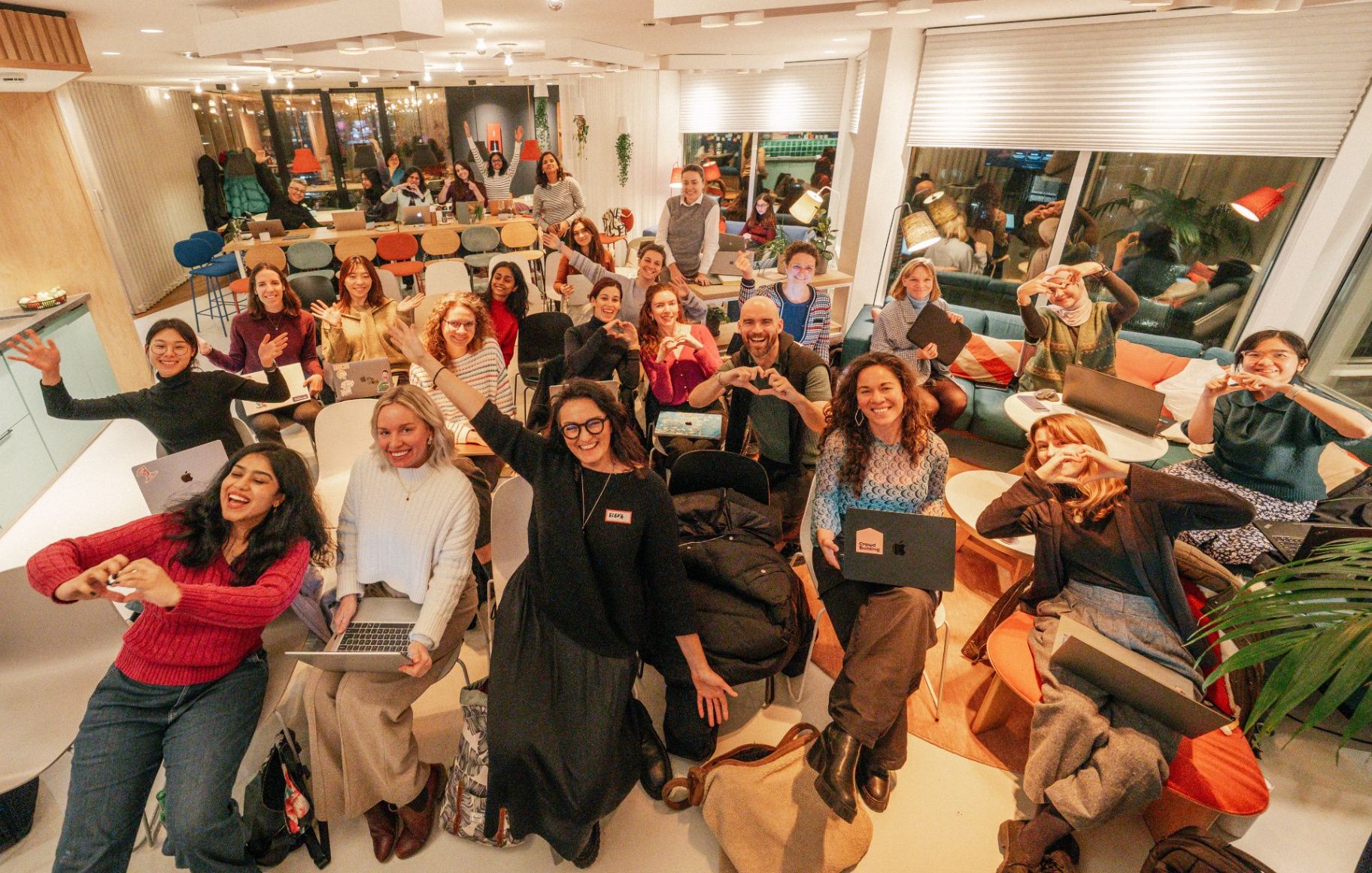 Group photograph of the vibe-coding community after a session in Amsterdam.